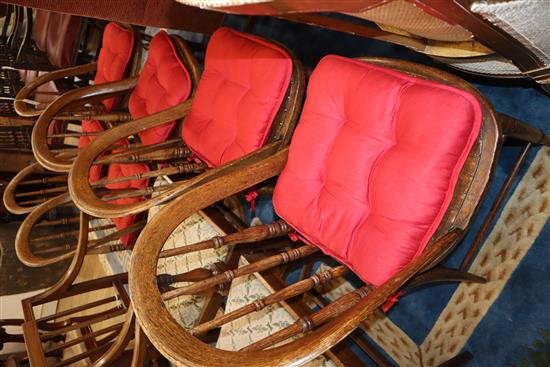 A set of six late 19th century American spindle back dining chairs